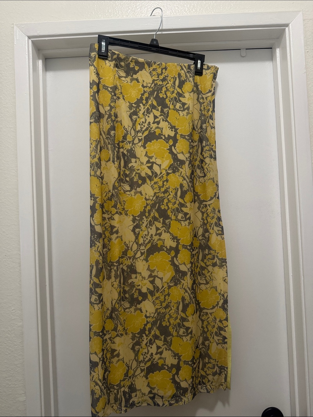 Free People Yellow and Gray Floral Maxi Skirt